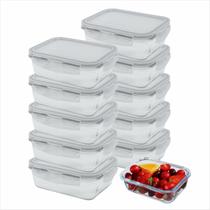 kit 10 pote de vidro marmita hermético tampa com trava 640ml