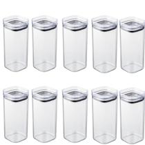 Kit 10 Pote Hermético Organizador 350 ml Plástico Transparente Tampa Vedação