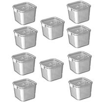 Kit 10 Pote Hermético Slim Multiuso 2.030 ML Cinza