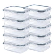 Kit 10 pote organizador vidro hermético tampa vedação 640ml microondas casa cozinha freezer louça casa Kit 10 pote organizador vidro hermético tampa vedação 640ml microondas casa cozinha freezer louça casa