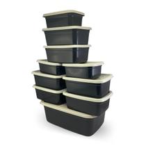 Kit 10 Pote Plástico Cozinha Vasilha Retangular Porta Mantimentos Com Tampa Colorido