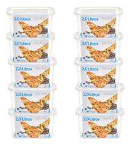 Kit 10 Pote Quadrado 2l Armazenamento Bpa Free Alimentos