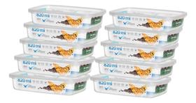 Kit 10 Pote Retangular 820ml Armazenamento Alimento S/ Bpa Kit 10 Pote Retangular 820ml Armazenamento Alimento S/ Bpa