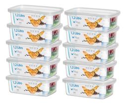 Kit 10 Pote Retangular Alimento 1,2l Armazenamento Bpa Free Kit 10 Pote Retangular Alimento 1,2l Armazenamento Bpa Free