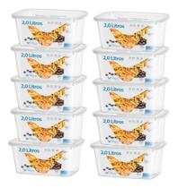 Kit 10 Pote Retangular Alimento 2l Armazenamento Bpa Free Kit 10 Pote Retangular Alimento 2l Armazenamento Bpa Free