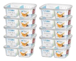 Kit 10 Pote Retangular Divisoria 1,1l Armazenamento Bpa Free Kit 10 Pote Retangular Divisoria 1,1l Armazenamento Bpa Free
