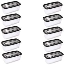 Kit 10 Pote Retangular Para Alimentos Com Tampa 3 Litros