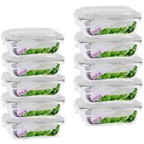 Kit 10 Pote Tampa Hermetica Retangular Vidro 1040ml Multiuso Kit 10 Pote Tampa Hermetica Retangular Vidro 1040ml Multiuso