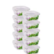 Kit 10 Pote Vidro Hermético Marmita Mantimento 4 Travas 520ml