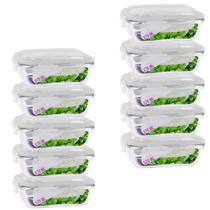 Kit 10 Pote Vidro Tampa Silicone Hermetica Retangular 370ml Kit 10 Pote Vidro Tampa Silicone Hermetica Retangular 370ml