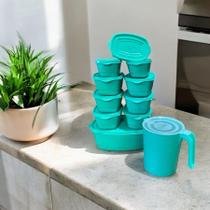 Kit 10 Potes + 1 Jarra 1800ml Plástico Casa Bela