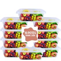 Kit 10 Potes 1 Litro BPA Free Transparentes Organizador de Alimentos Marmita - A Plásticos