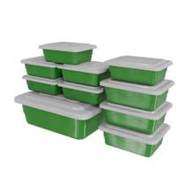 Kit 10 Potes 3 Tamanhos, 6 Cores, Cozinha Saladeira Pote Marmitas