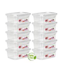 Kit 10 Potes 750ml Tampa com Trava, Kit 10 Marmitas Reutilizáveis