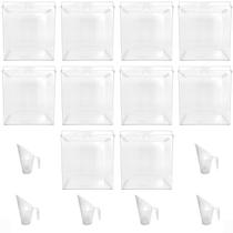Kit 10 Potes Acrílico Quadrado c/ Tampa 7,4l + Conchas 100ml