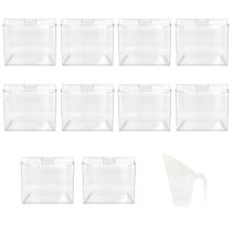 Kit 10 Potes Acrílico Quadrado com Tampa 3,3l +Conchas 300ml