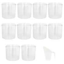 Kit 10 Potes Acrílico Redondo com Tampa 8,6l + Conchas 600ml Kit 10 Potes Acrílico Redondo com Tampa 8,6l + Conchas 600ml
