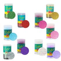 Kit 10 Potes de Glitter Escolar PVC Metálico Brilho Poliéster Pote 3g Make+ Purpurina Brilho em Pó Neon Unhas