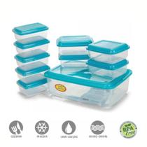 Kit 10 Potes De Plástico Com Tampa P/ Microondas Retangular Mantimentos