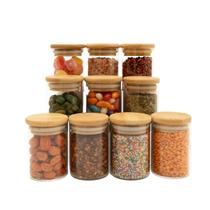 kit 10 potes de vidro 110ml com tampa de bambu hermético redondos - Tud kit 10 potes de vidro 110ml com tampa de bambu hermético redondos - Tud