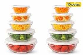 Kit 10 Potes de Vidro com Tampa Hermética Armazenamento de Alimentos, Marmitas e Organização Cozinha Lava Louças Kit 10 Potes de Vidro com Tampa Hermética Armazenamento de Alimentos, Marmitas e Organização Cozinha Lava Louças