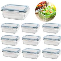 Kit 10 Potes De Vidro Hermético Retangular 640Ml Kit 10 Potes De Vidro Hermético Retangular 640Ml