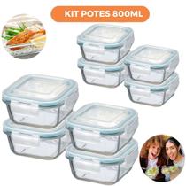 Kit 10 Potes De Vidro Herméticos Quadrados 800Ml Kit 10 Potes De Vidro Herméticos Quadrados 800Ml