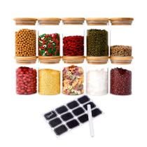 Kit 10 Potes De Vidro Herméticos Redondo Biscuitt Orbb 300ml Temperos Tampa Bambu