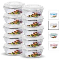 KIT 10 Potes de Vidro Redondo com Tampa Hermética 400ml