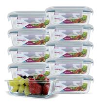 KIT 10 Potes de Vidro Retangular com Tampa Hermética 370ml KIT 10 Potes de Vidro Retangular com Tampa Hermética 370ml