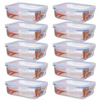 Kit 10 Potes De Vidro Retangular Tampa Hermética 1050ML - HAUSKRAFT Kit 10 Potes De Vidro Retangular Tampa Hermética 1050ML - HAUSKRAFT