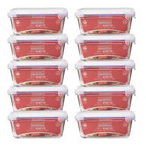Kit 10 Potes De Vidro Retangular Tampa Hermética 1500ML