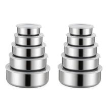 Kit 10 Potes em Inox Jogo de Tigelas Com Tampa Para Cozinha Kit 10 Potes em Inox Jogo de Tigelas Com Tampa Para Cozinha