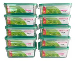 Kit 10 Potes Hermético 1,24l Freshy Alimentos Micro-ondas Empilhável Kit 10 Potes Hermético 1,24l Freshy Alimentos Micro-ondas Empilhável