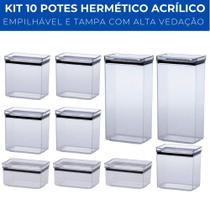 Kit 10 Potes Hermético Retangular Lumini 580ml /1300 /2600ml