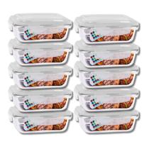Kit 10 Potes Hermetico Vidro 1040ml Marmita Tampa 4 Travas Kit 10 Potes Hermetico Vidro 1040ml Marmita Tampa 4 Travas