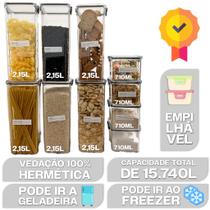 Kit 10 Potes Herméticos 6 POTES 2,15L 4 POTES 710ml Trava Reforçada Vedado