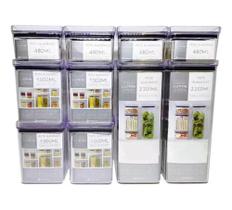 Kit 10 Potes Herméticos Acrílico Quadrado Empilháveis 1943 Kit 10 Potes Herméticos Acrílico Quadrado Empilháveis 1943