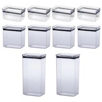 Kit 10 Potes Herméticos Paramount Lumini Retangular C/ Tamp