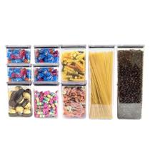 Kit 10 Potes Hermeticos Porta Mantimento Acrilico Qualyplas Kit 10 Potes Hermeticos Porta Mantimento Acrilico Qualyplas