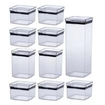 Kit 10 Potes Herméticos Quadrados Lumini 480,1000,2200ML Kit 10 Potes Herméticos Quadrados Lumini 480,1000,2200ML