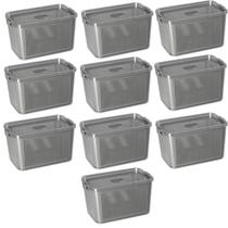 Kit 10 Potes Herméticos Slim Multiuso 4.470 ML Cinza Kit 10 Potes Herméticos Slim Multiuso 4.470 ML Cinza