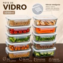 Kit 10 Potes Herméticos Vidro 1050ml Com Válvula Flashgoods