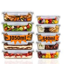 Kit 10 Potes Herméticos Vidro Borossilicato Yab 640ml e 1050ml Tampa 4 Travas Kit 10 Potes Herméticos Vidro Borossilicato Yab 640ml e 1050ml Tampa 4 Travas