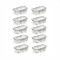 Kit 10 Potes Microondas Pequeno Travas 270ML Transparente