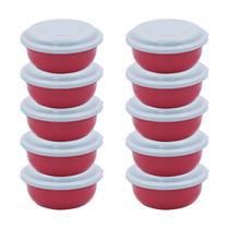 Kit 10 Potes Organizadores C/ Tampa Armazenamento Plástico Multiuso Marmita Cozinha Alimento Plástico