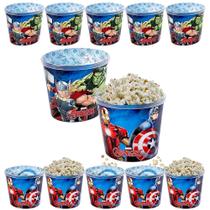 Kit 10 Potes para Pipoca Vingadores Balde Avengers 2L Atacado Revenda e Festa
