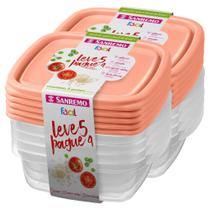 Kit 10 Potes Plástico Sanremo 530ml Leve 10 Pague 08 Cozinha Marmita Micro-ondas Freezer Hermético