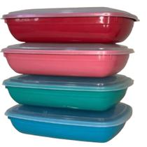 Kit 10 Potes Plásticos Retangulares Marmita Free BPA 700 ml