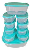 Kit 10 Potes Plásticos Transparentes Com Tampas Coloridas